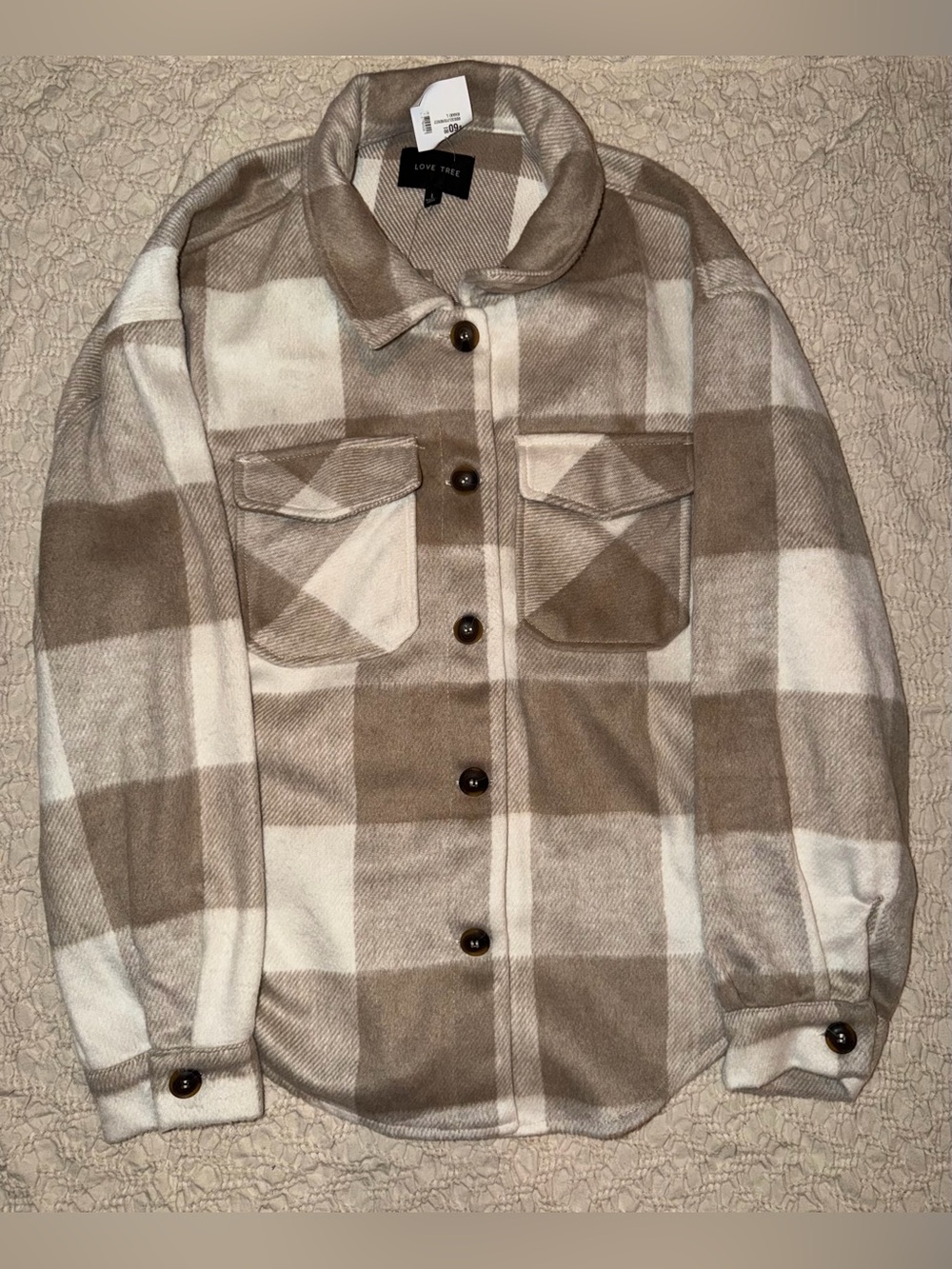 Beige & Cream Plaid Shacket